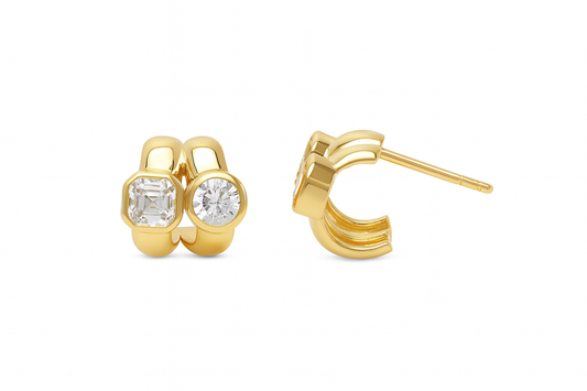 Asscher & Brilliant Cut Half Huggies