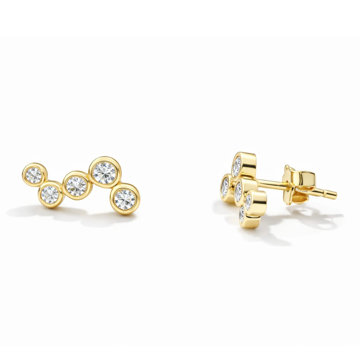 Bezel Set Diamond Climber Earrings