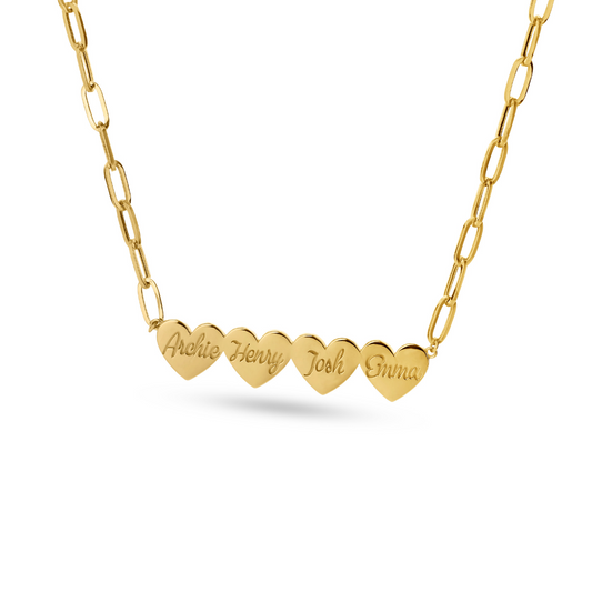 Multi-hearts Paperclip Necklace