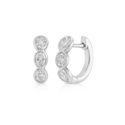 Bezel Set Oval Diamond Huggies