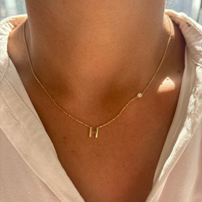 Initial & Birthstone Necklace