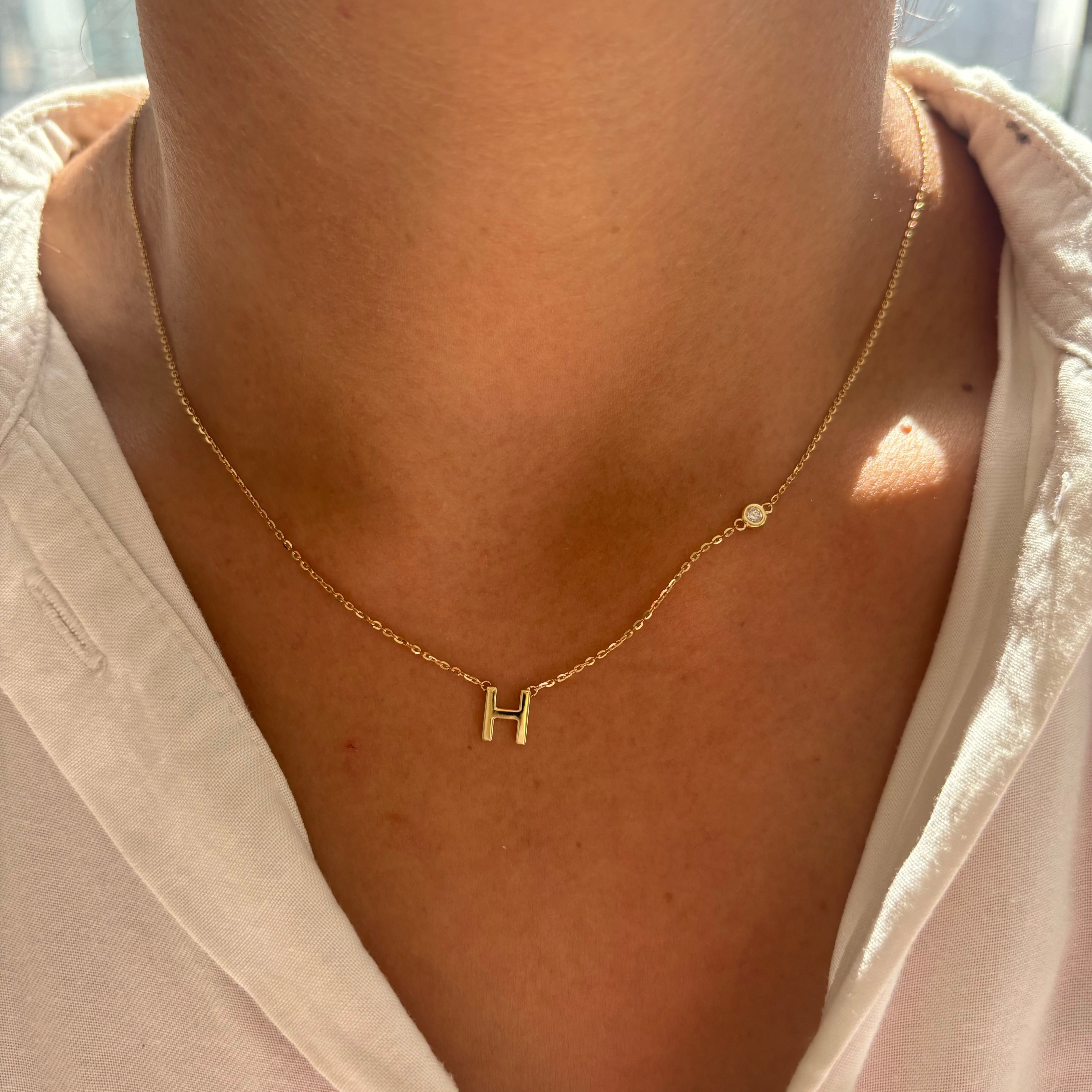 Initial & Birthstone Necklace