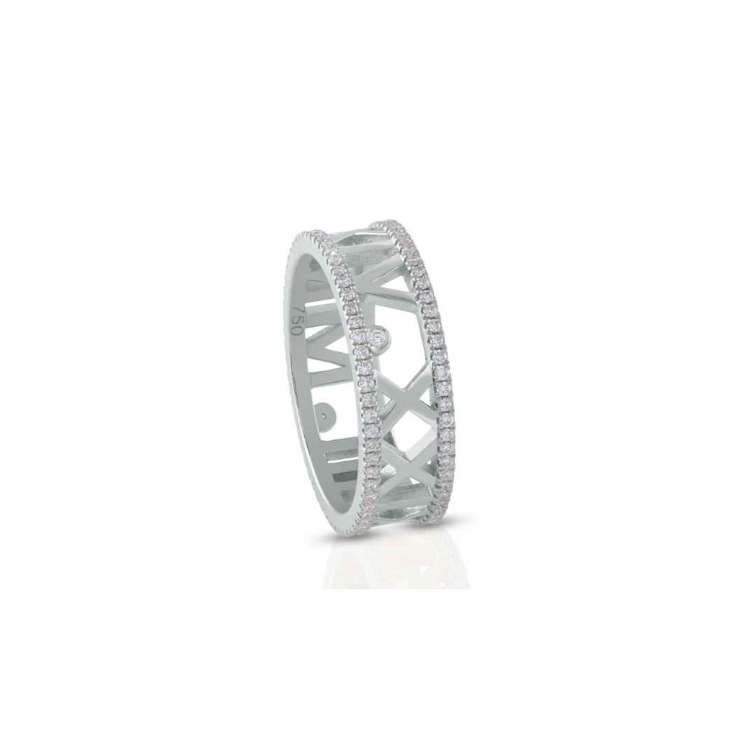 Diamond Roman Numeral Ring