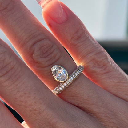 Bezel Set Oval Domed Pave Ring