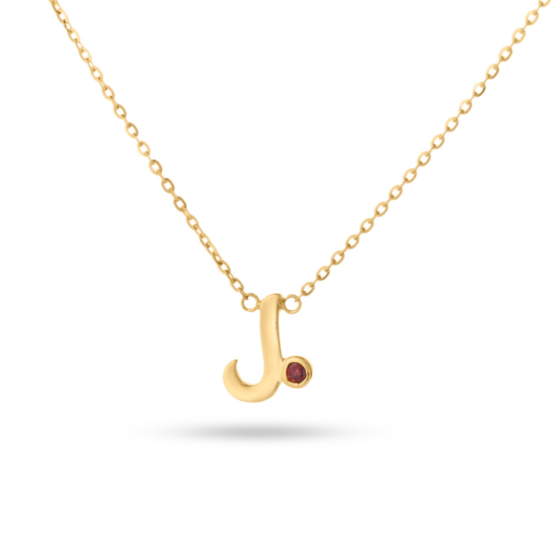 Script Initial & Birthstone Necklace
