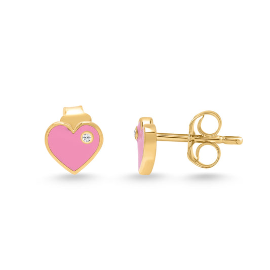 Mini Heart Enamel Studs