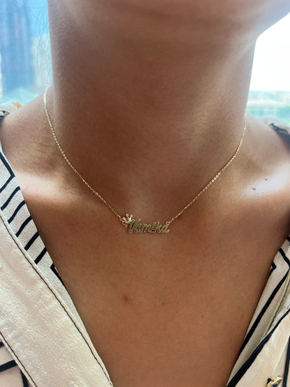 Name Necklace With Diamond Crown