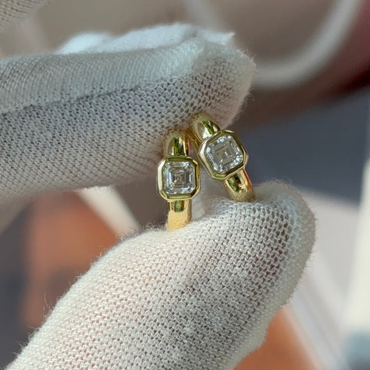 Asscher Cut Bezel Set Huggies