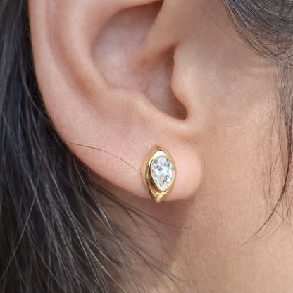 Pear Shaped Sculpted Diamond Studs