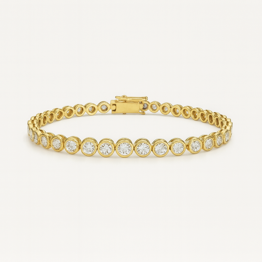 Graduated Bezel Set Diamond Tennis Bracelet