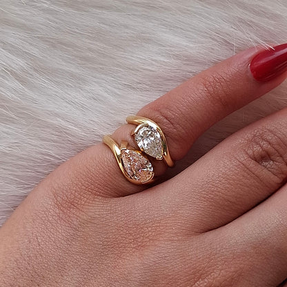Pear Diamond Pinky Ring