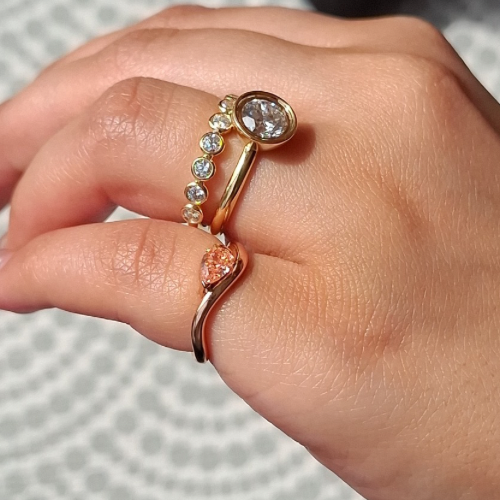 Wave Pear Diamond Pinky Ring