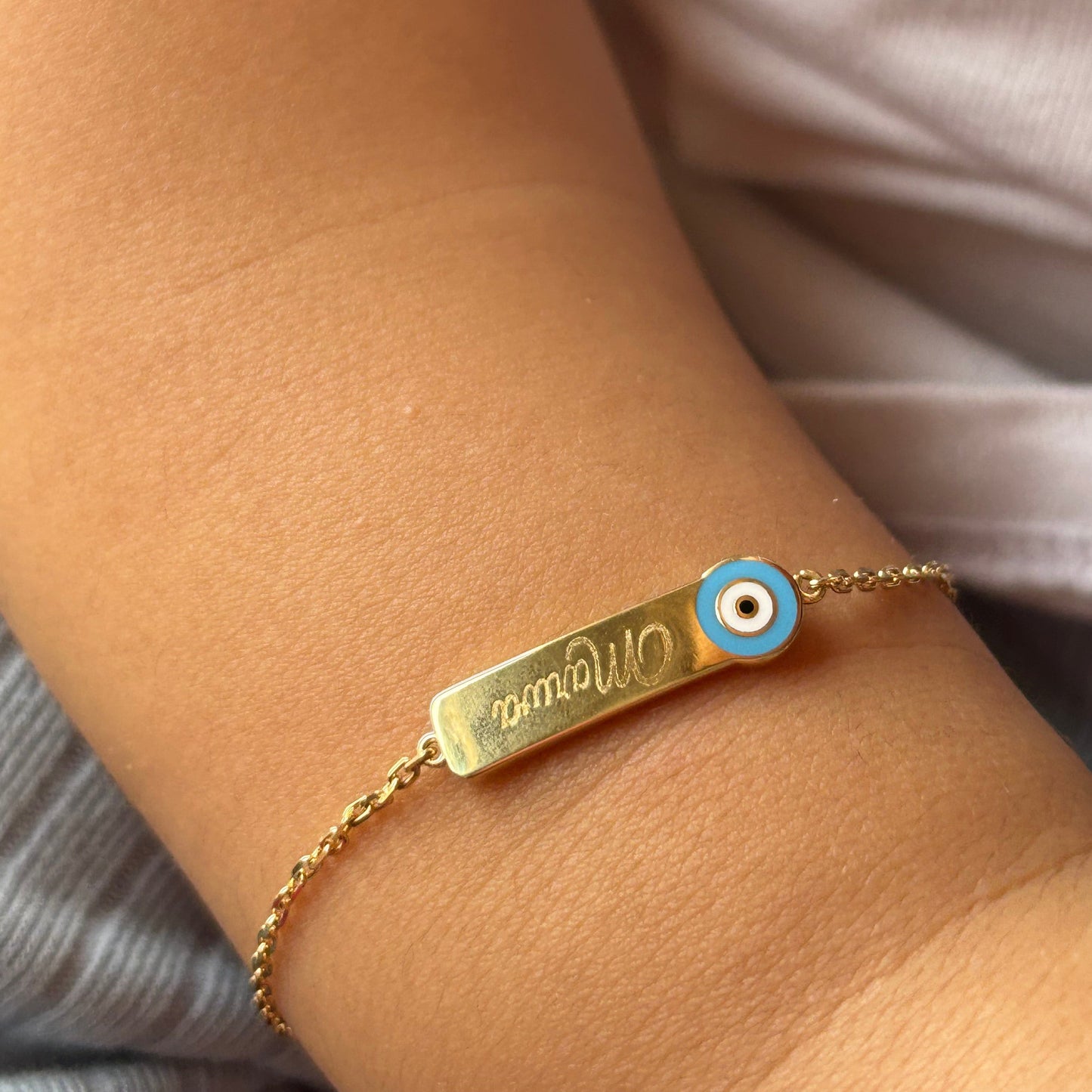 Enamel Evil Eye ID Bracelet