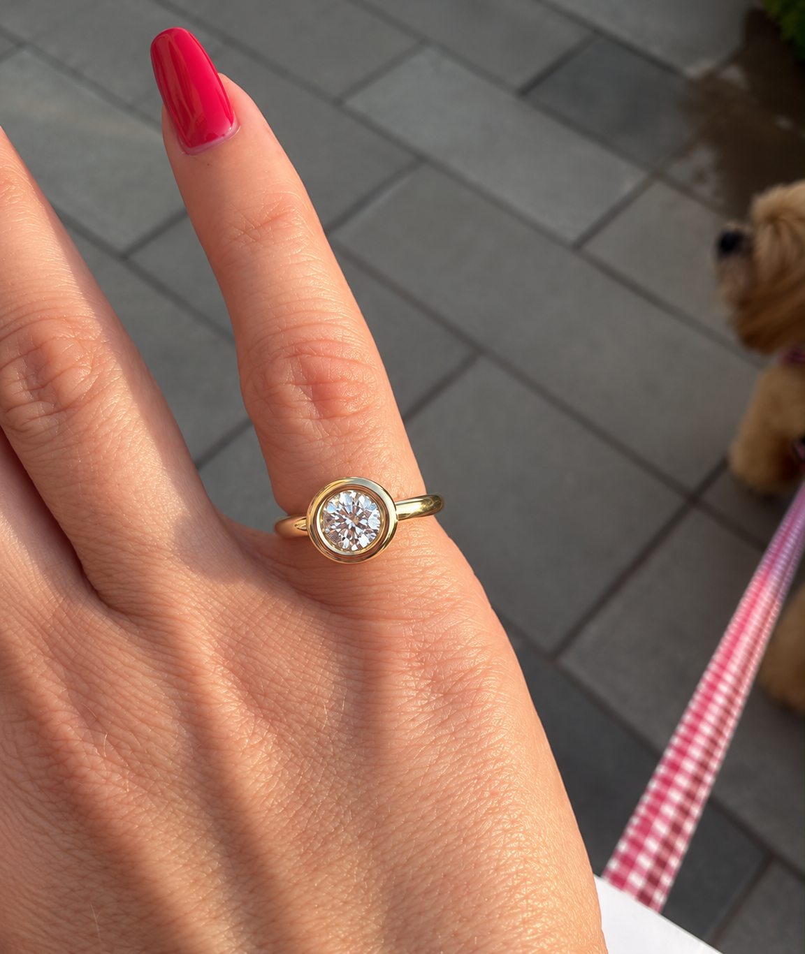Pillow Bezel Diamond Pinky Ring