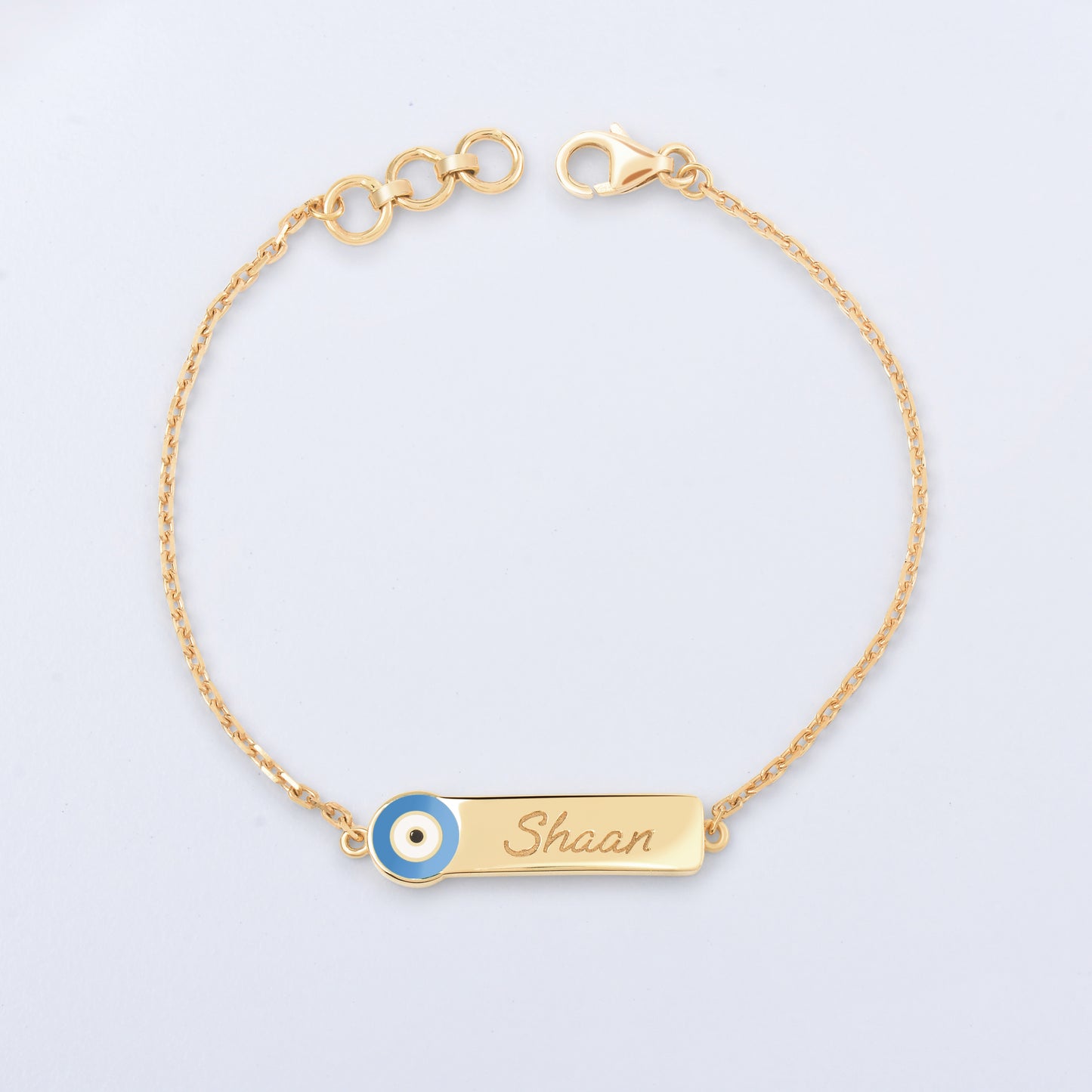 Enamel Evil Eye ID Bracelet