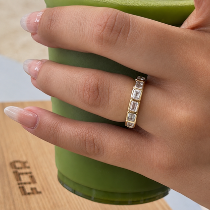 Bezel Set Emerald Cut Eternity Ring