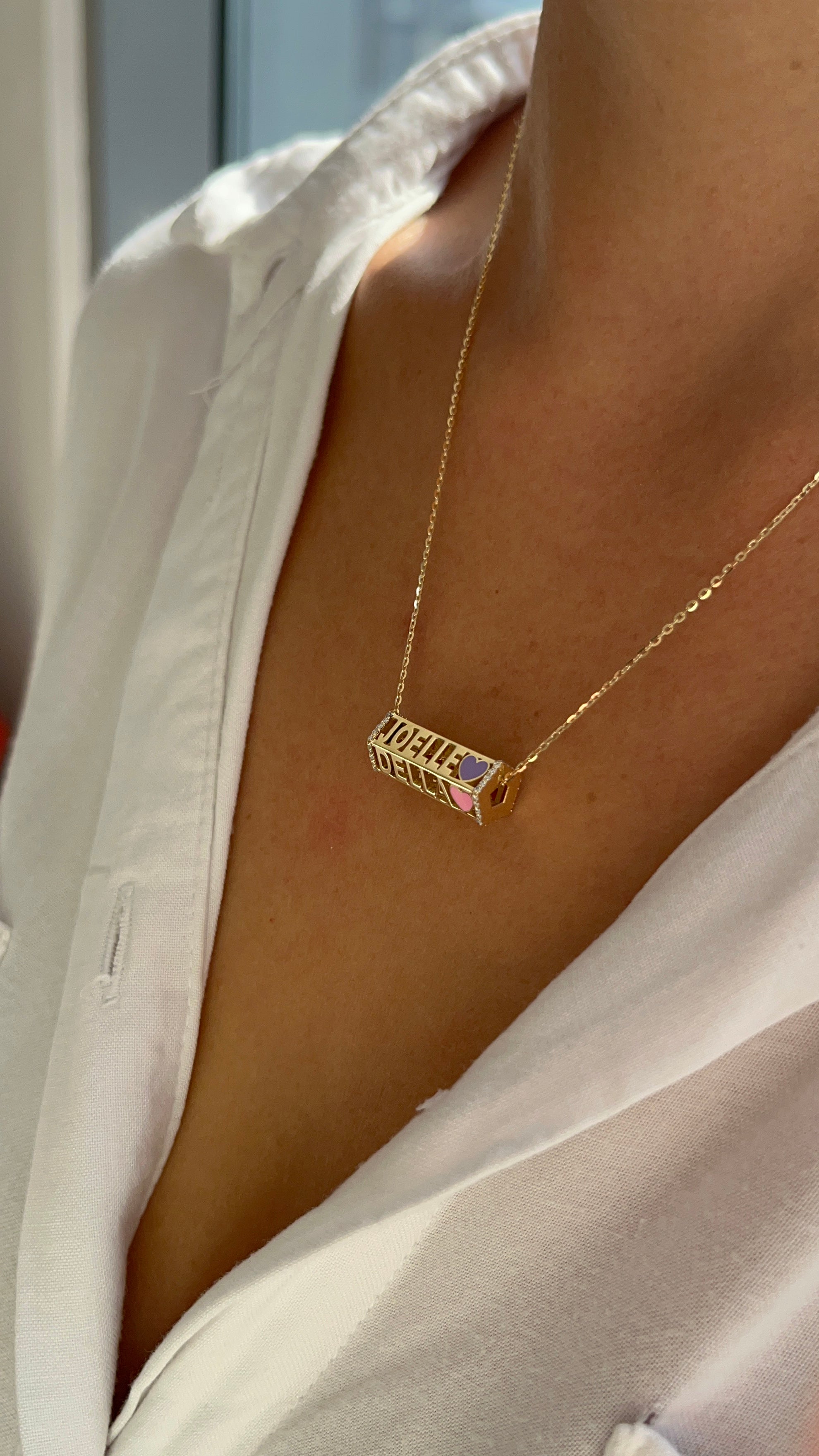 Five Sided Name Necklace With Diamonds