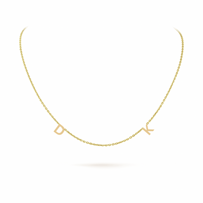 Initial necklace. Two initial necklace in 18k gold