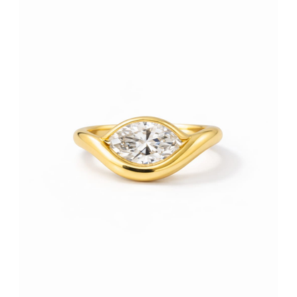 Bezel Set Marquise Diamond Pinky Ring