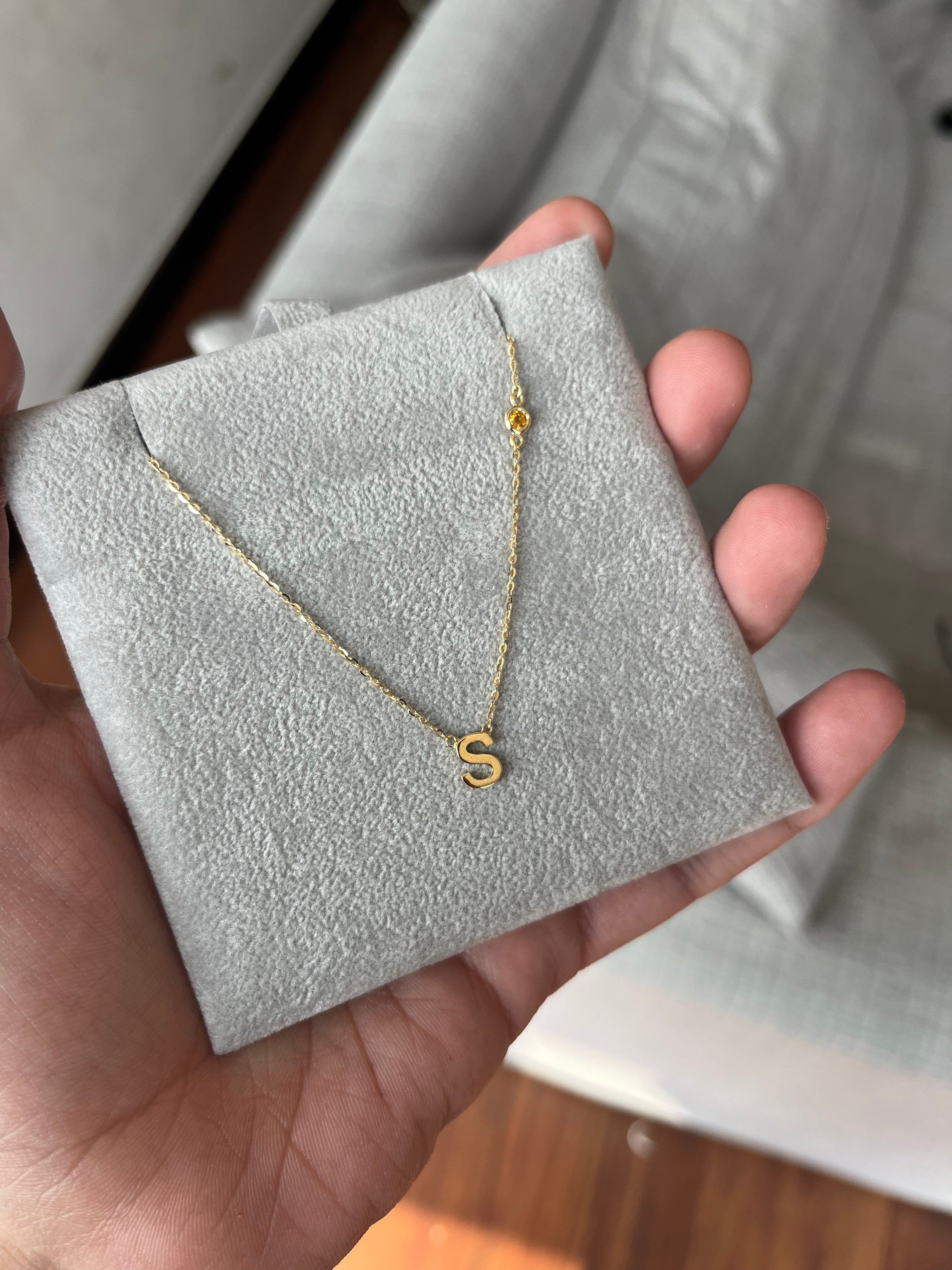 Initial & Birthstone Necklace