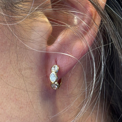 Bezel Set Oval Diamond Huggies