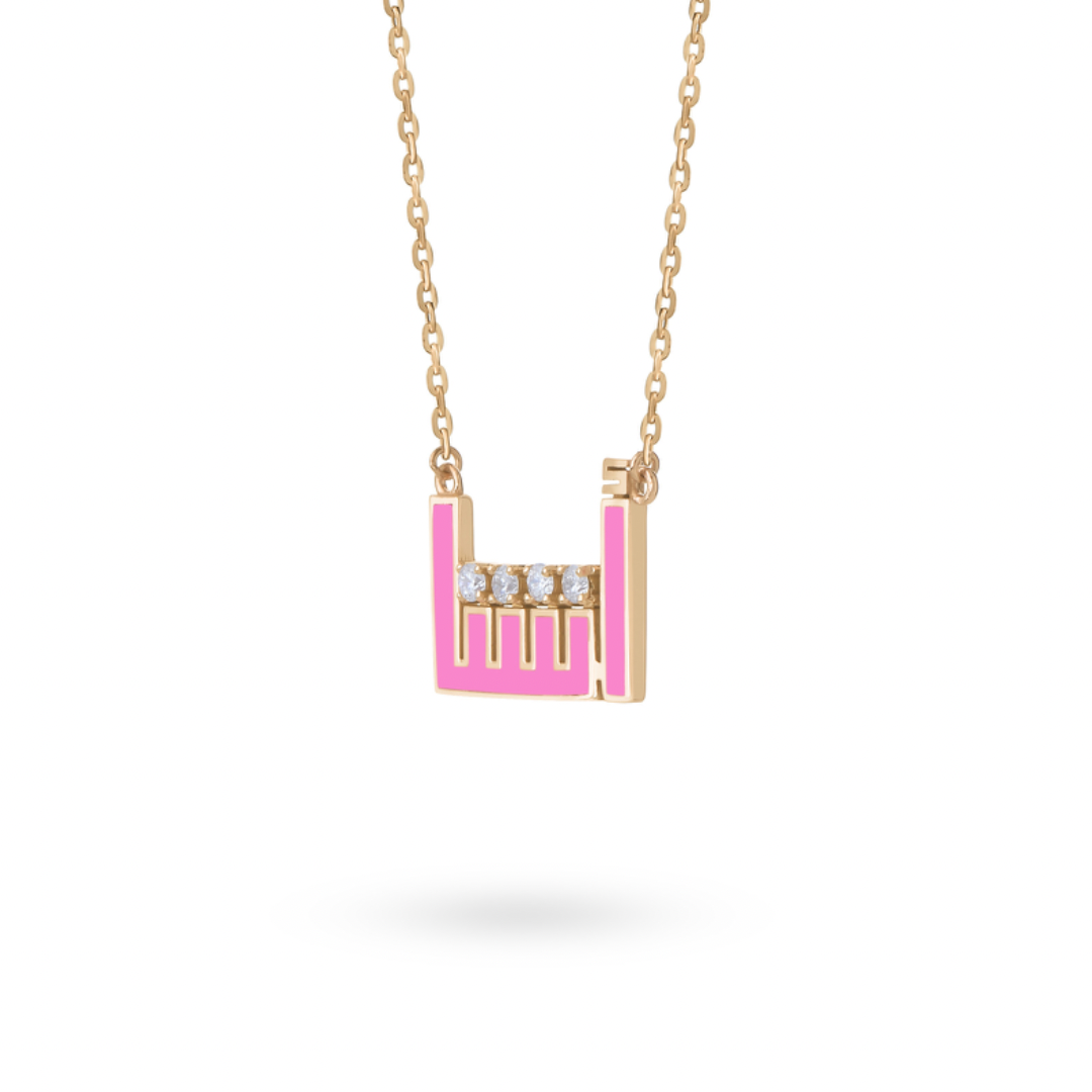 Kufi Enamel Arabic Name Necklace With Diamonds