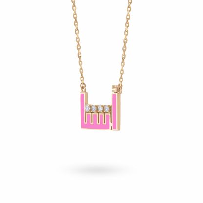 Kufi Enamel Arabic Name Necklace With Diamonds