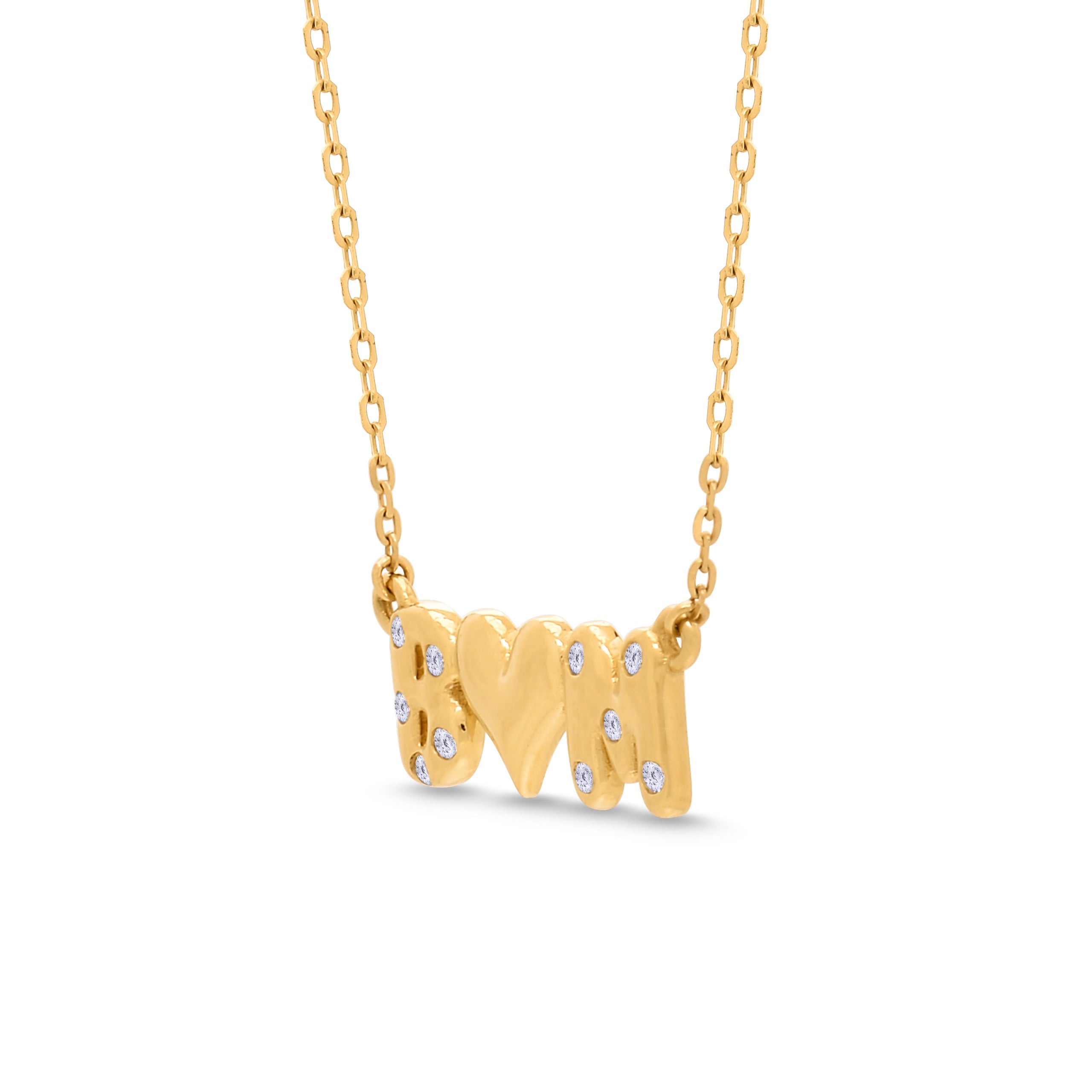 Bubble Initial Necklace With Inlay Diamonds