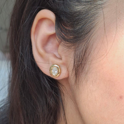 Cloud Bezel Oval Studs 1.20 TCW