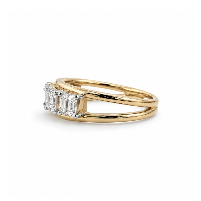 Graduated Asscher Cut Split Shank Ring