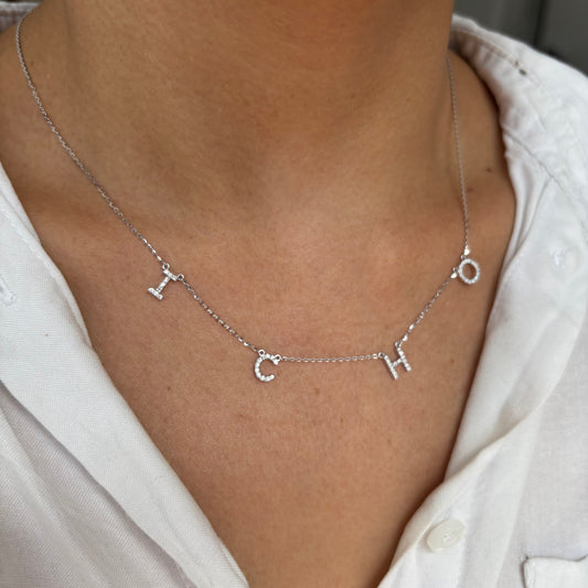 Spaced Diamond Initial Necklace