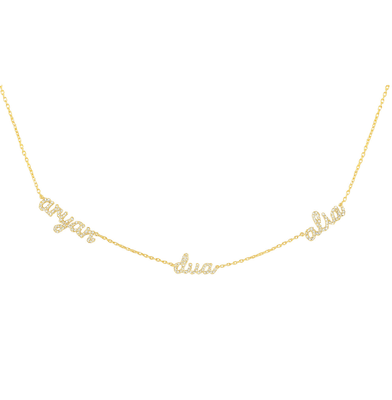Three Diamond Name Necklace