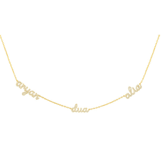 Three Diamond Name Necklace
