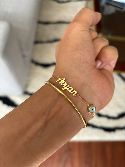 Name Bracelet With an Evil Eye