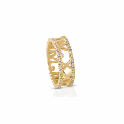 Diamond Roman Numeral Ring