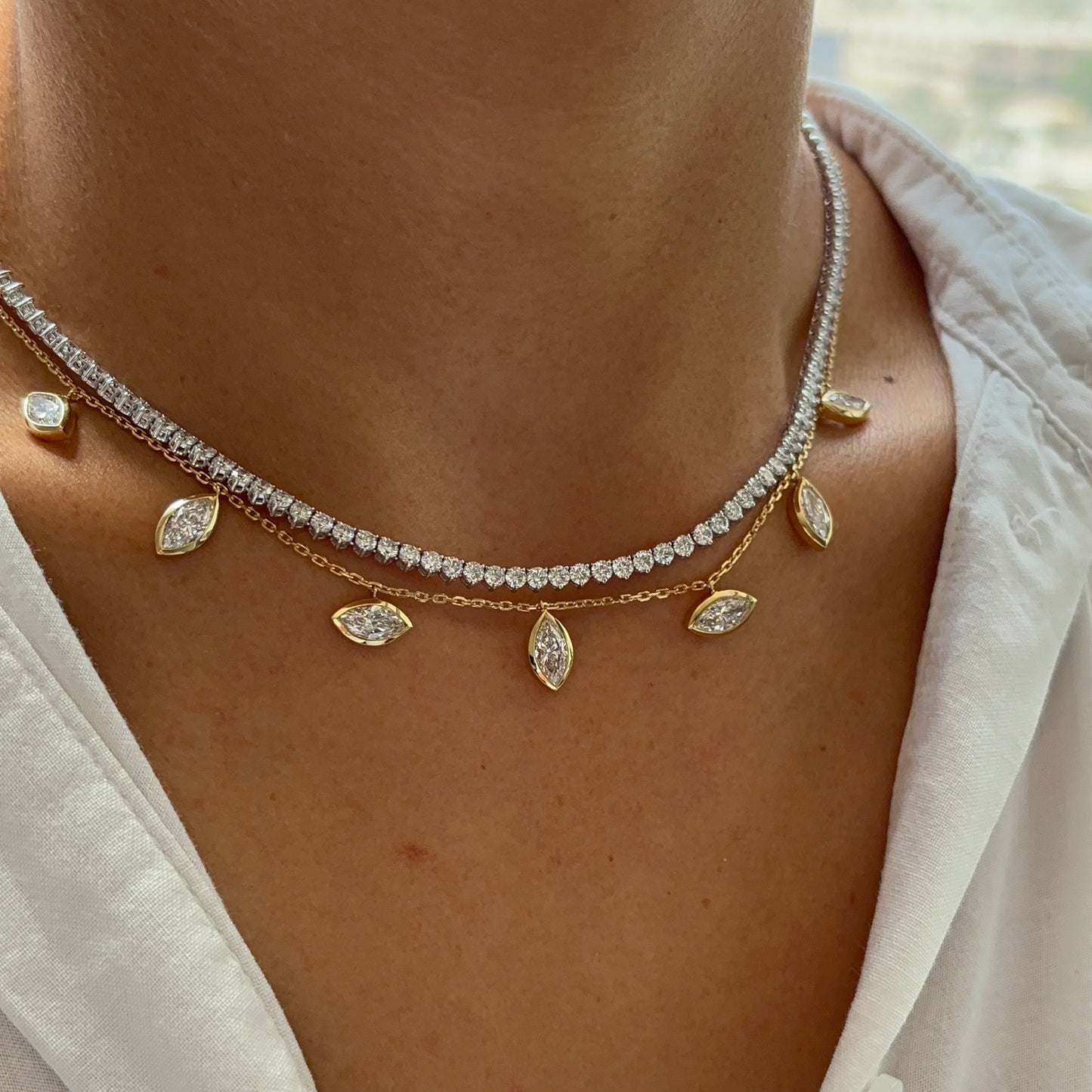 Marquise Diamond Drop Necklace