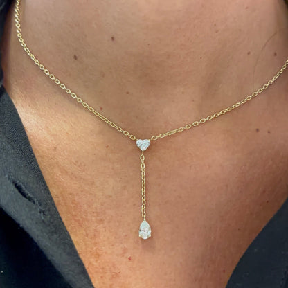 Diamond Heart & Pear Lariat
