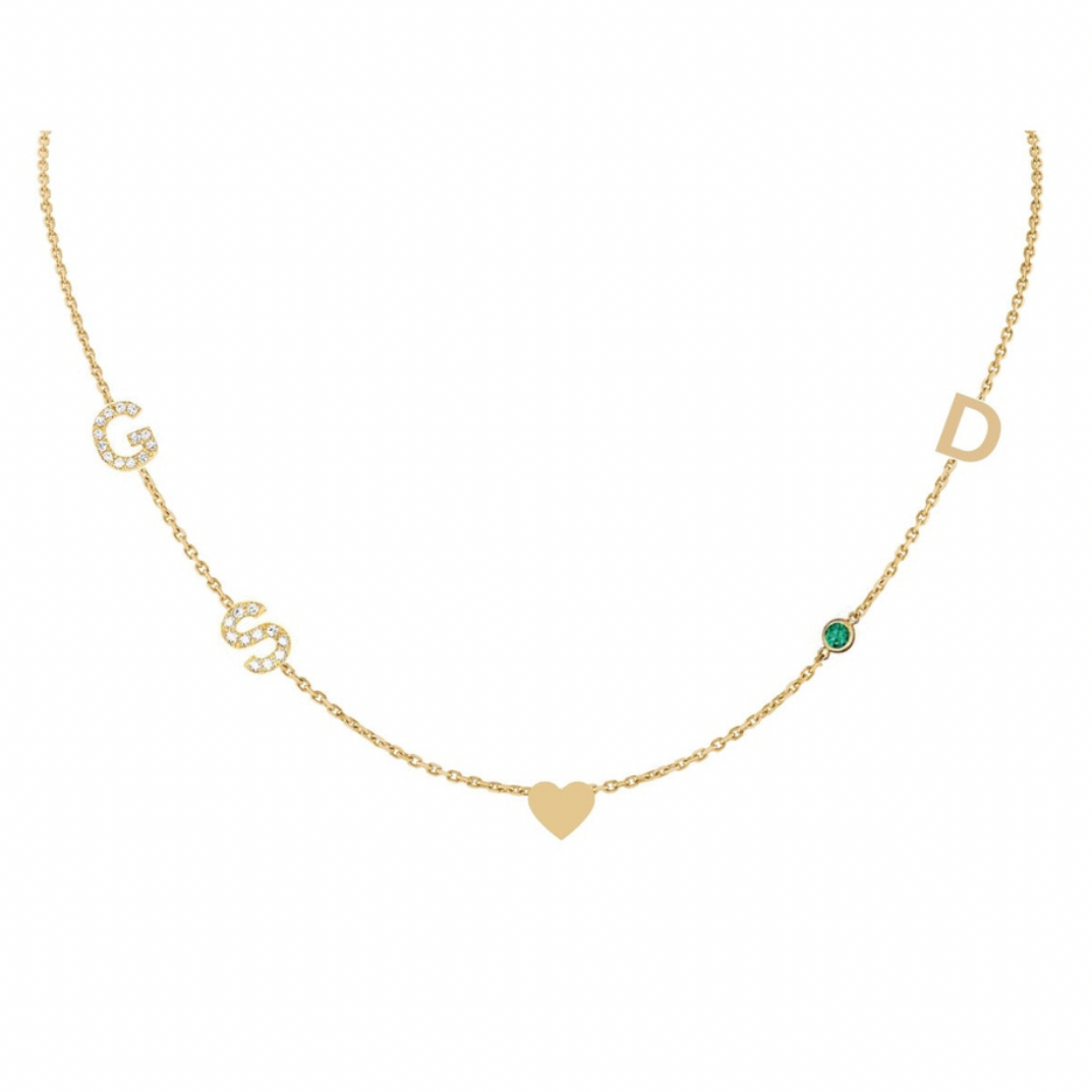 Initial Necklace - 5 Charms