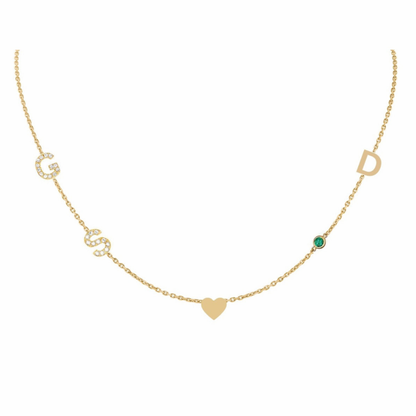 Initial Necklace - 5 Charms
