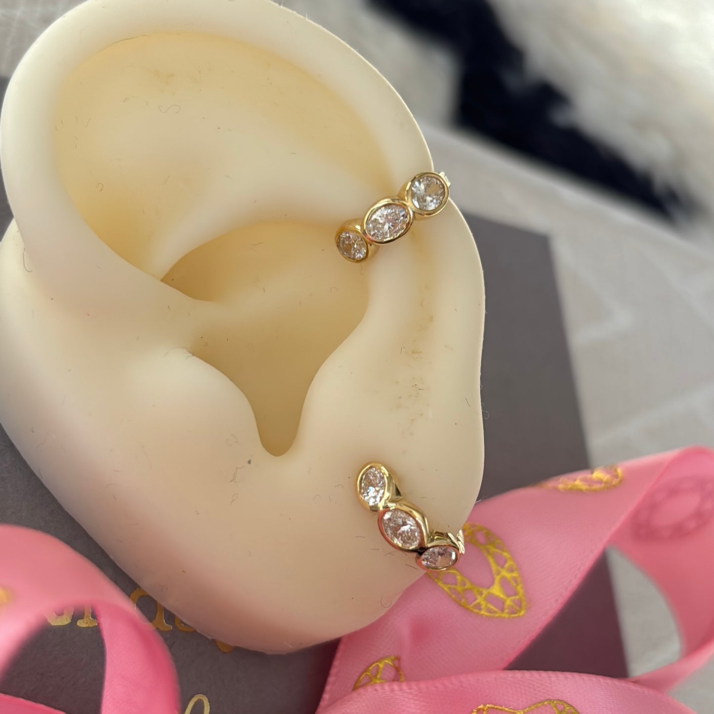 Bezel Set Oval Diamond Huggies