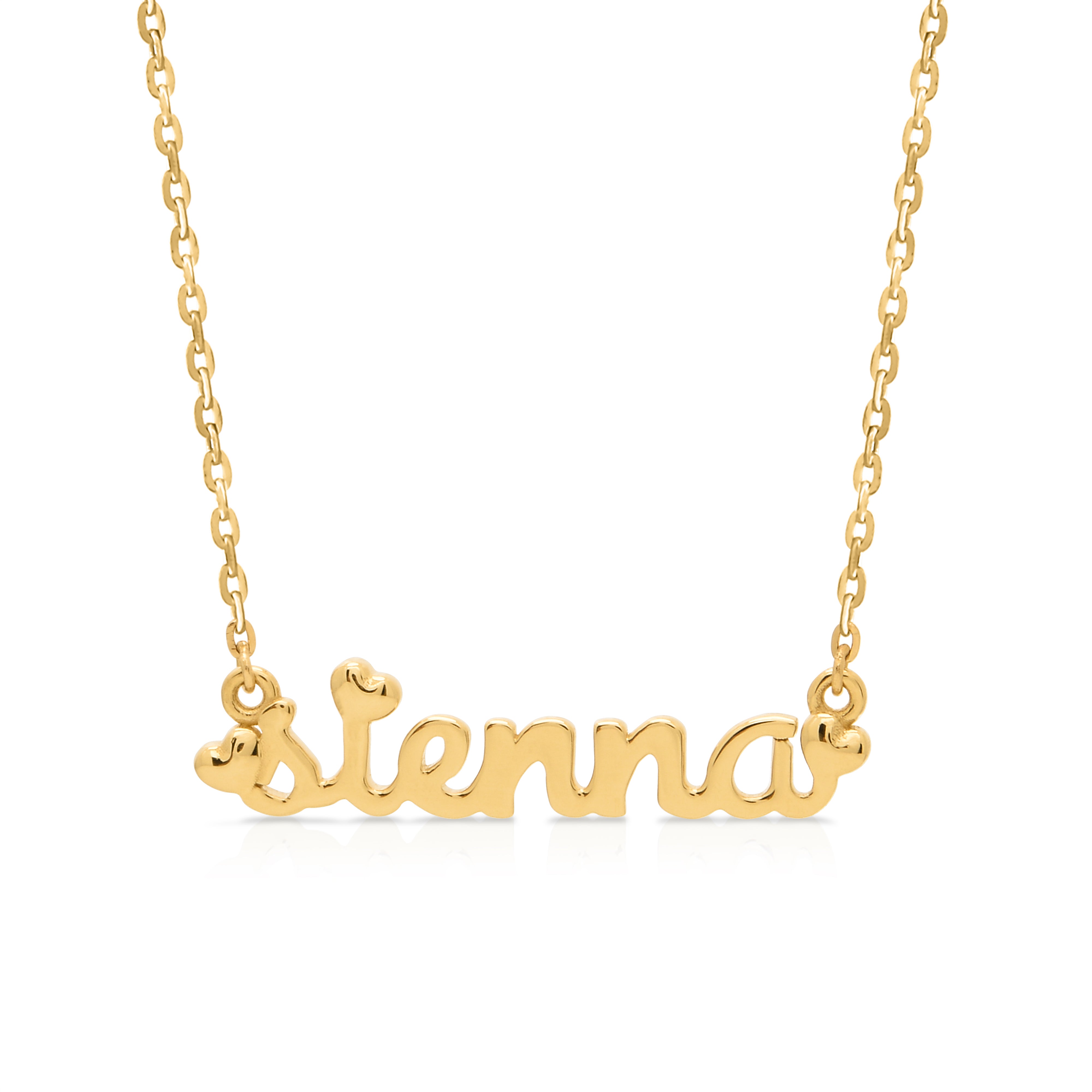 Name Necklace With Puffy Hearts