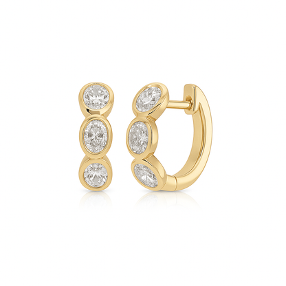 Bezel Set Oval Diamond Huggies