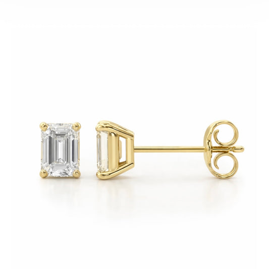Emerald Cut Diamond Studs