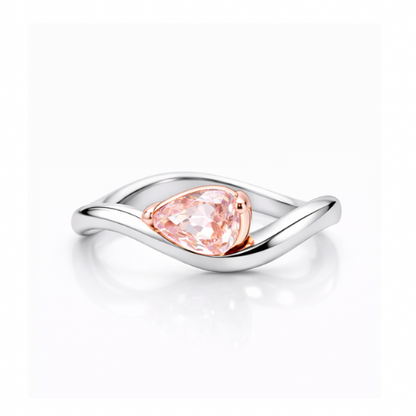 Wave Pear Diamond Pinky Ring