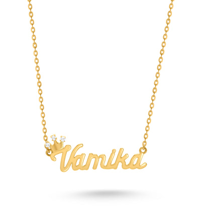 Name Necklace With Diamond Crown