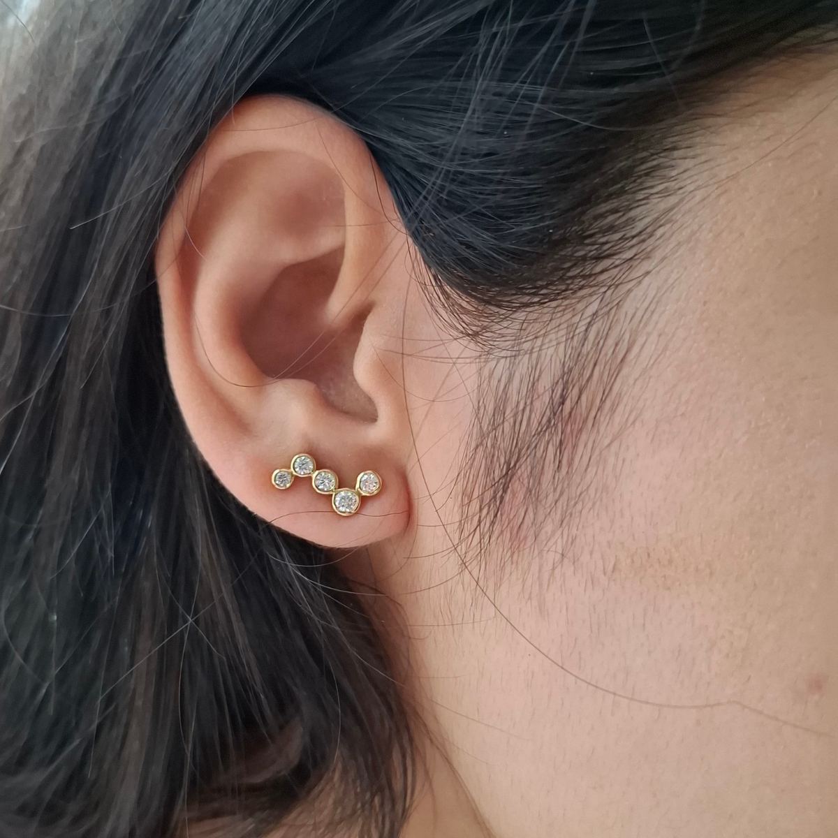 Bezel Set Diamond Climber Earrings