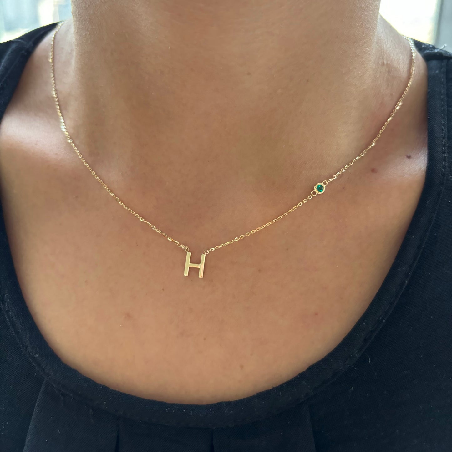 Initial & Birthstone Necklace