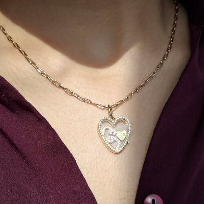 Diamond Heart Floating Glass Locket