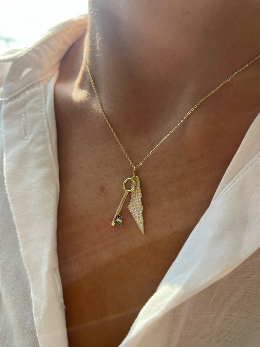 Diamond Map Necklace & Key Of Return