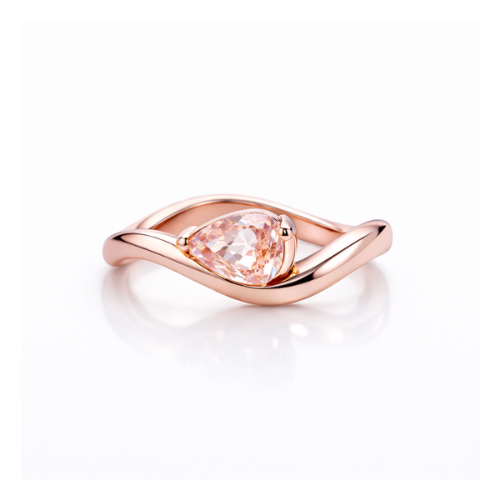 Wave Pear Diamond Pinky Ring